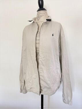 Polo by Ralph Lauren Beige Zip-Up Bomber Jacket